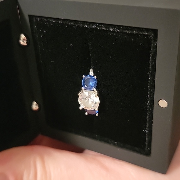 Diamond Nexus 3 Stone Accented Sapphire 14K Size 7 - Picture 8 of 16